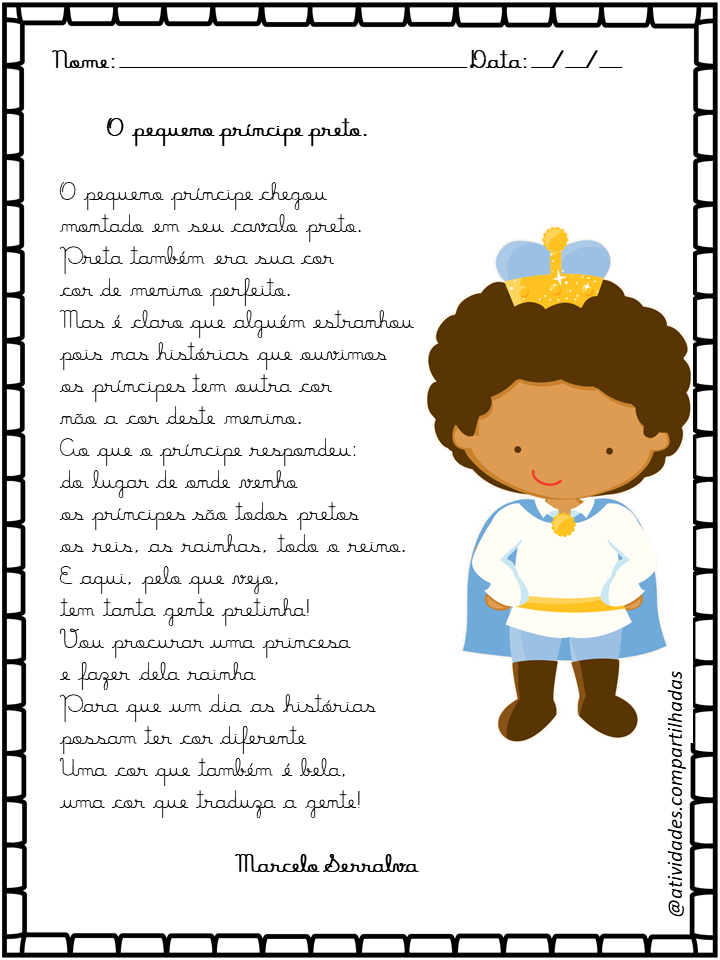 Poema :O Pequeno Príncipe Preto - Atividades Compartilhadas
