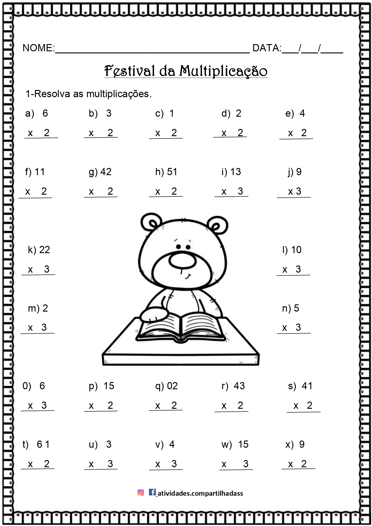 Terceiro Ano Questionários: Problemas de Multiplicação