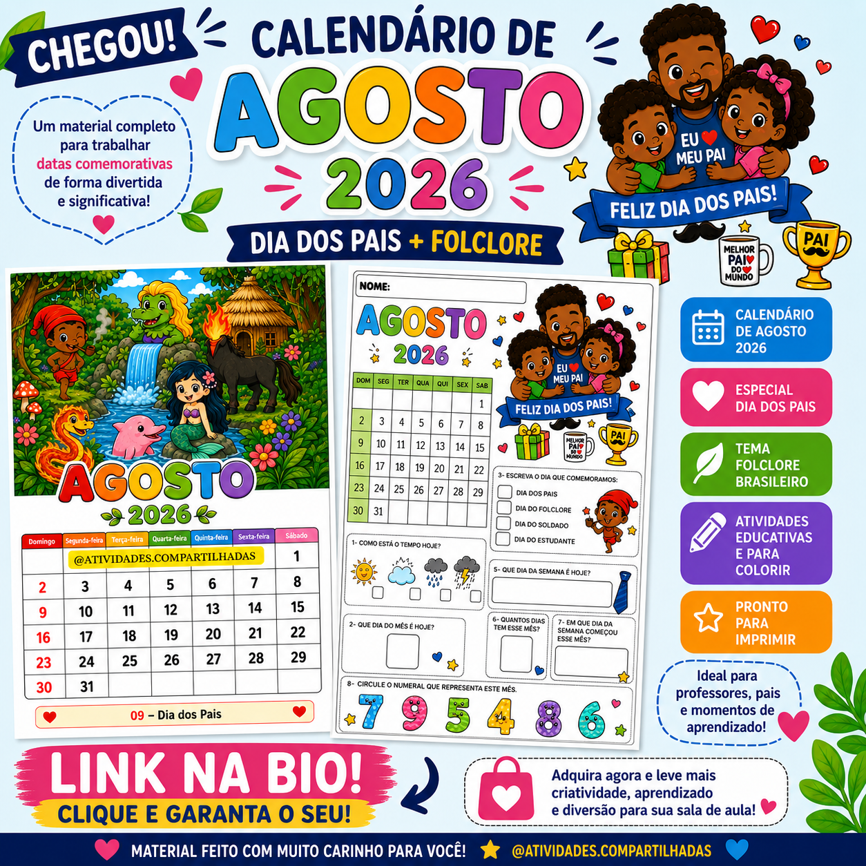 CALENDÁRIO DE AGOSTO